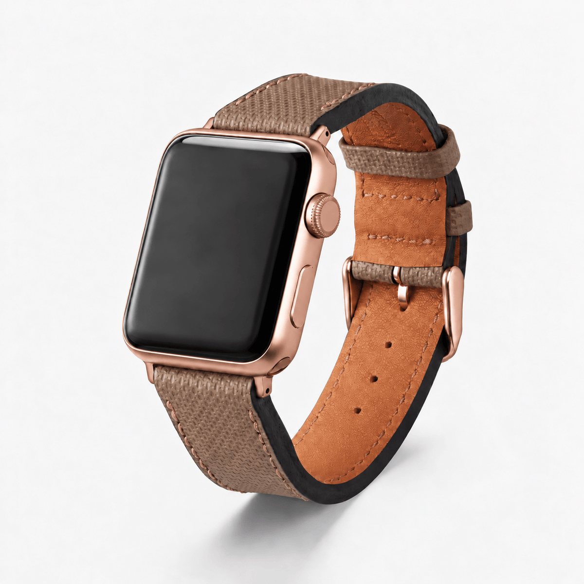 Beiges Apple Watch Lederarmband Wasserfest | Nautilus, hochwertiges wasserfestes Made in Germany Armband für Apple Watch.