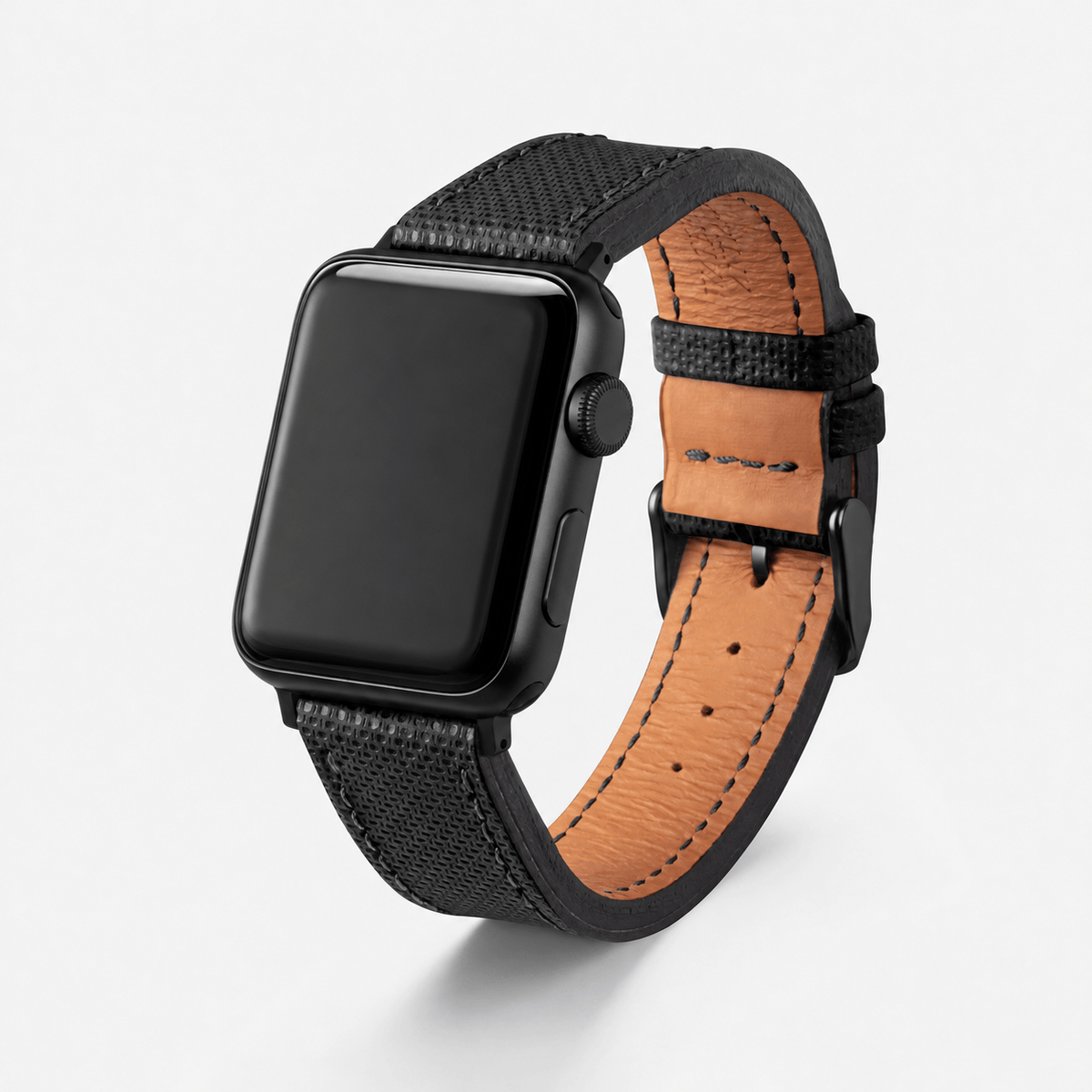 Nautilus Apple Watch Lederarmband – Schwarz, Wasserfest, hochwertiges wasserfestes made in germany apple watch armband.