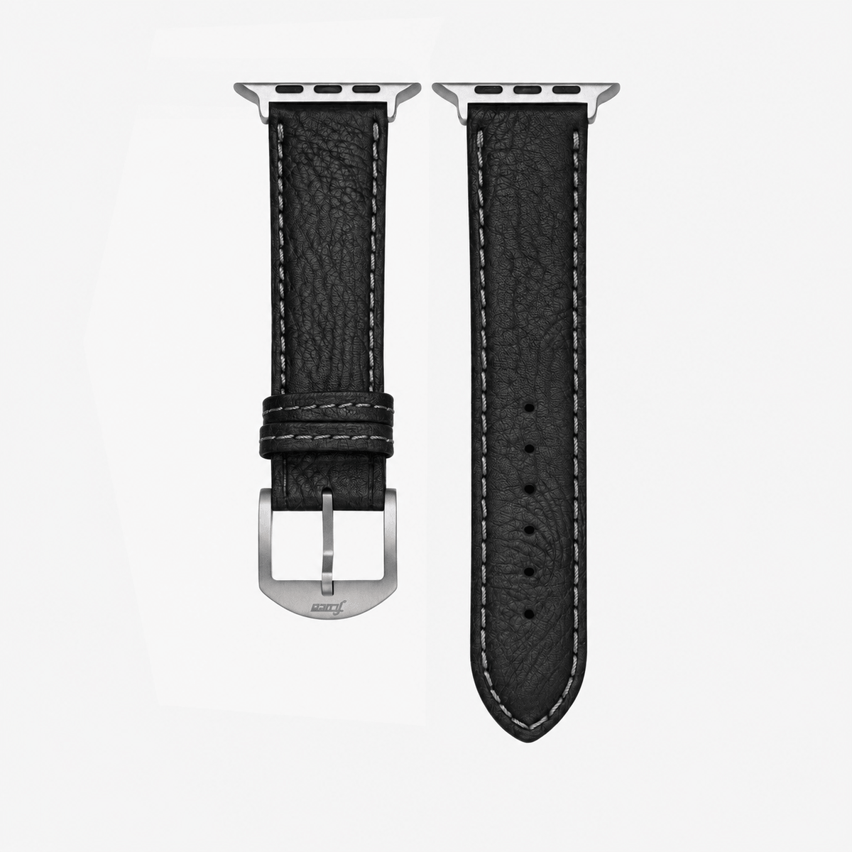 Apple Watch Stierlederarmband Torro Modern Schwarz aus spanischem Stiernackenleder mit Echt Titan Schnalle.
