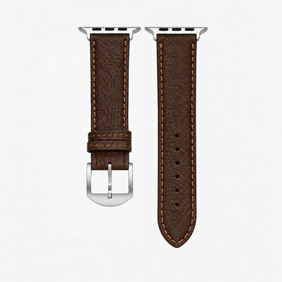 Apple Watch Stierlederarmband Torro Modern Dunkelbraun aus hochwertigem Leder mit silberner Hardware
