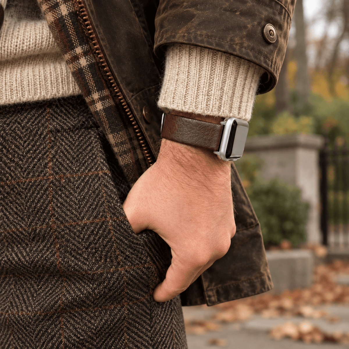 Apple Watch Lederarmband Vegan aus Weinleder – Dunkelbraun