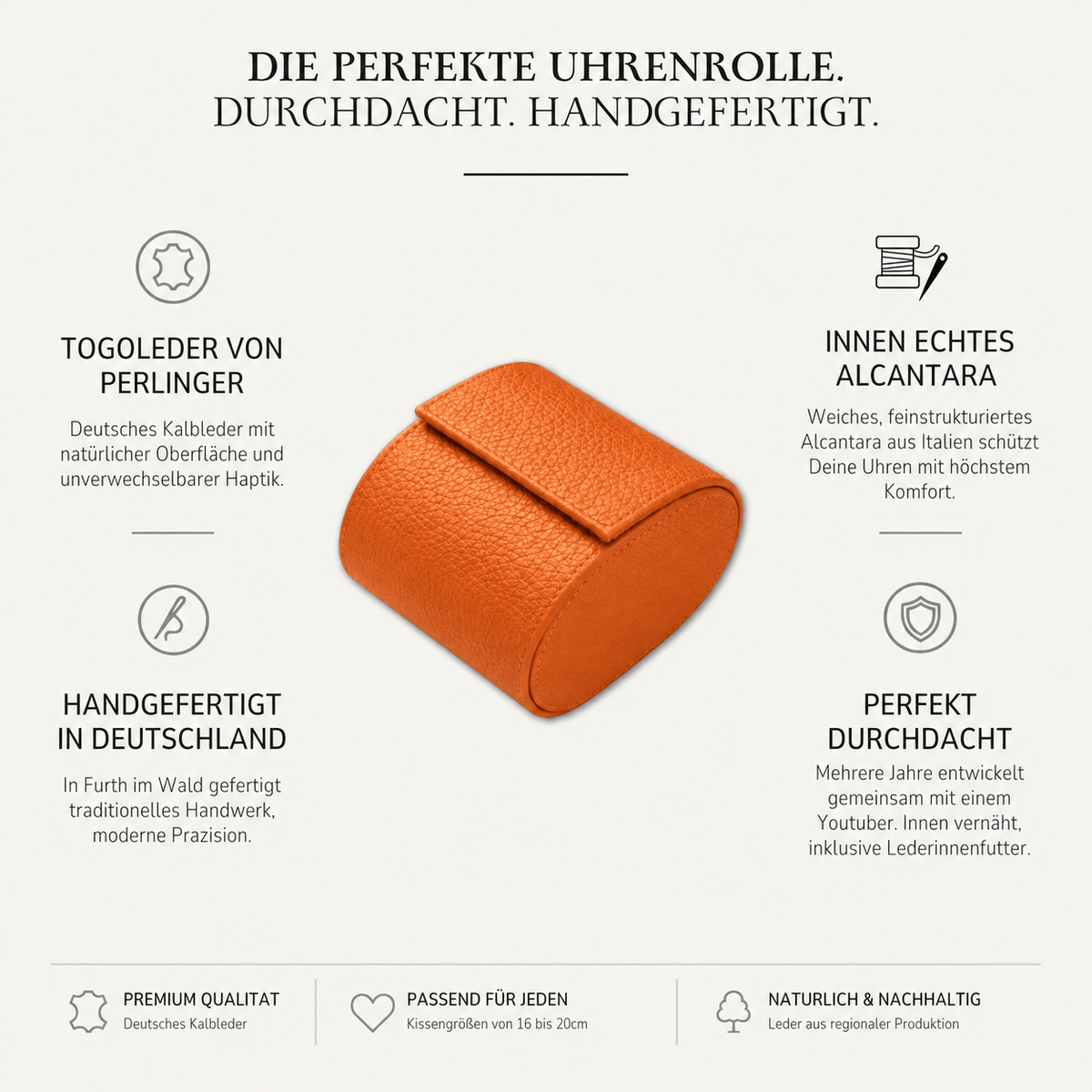 Watch roll for one watch Signature – High-quality German Togo leather