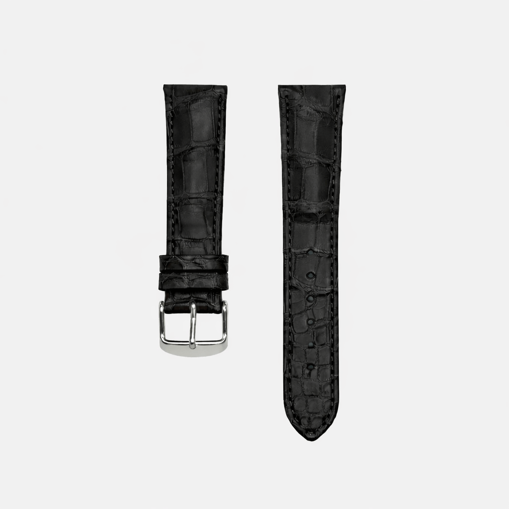 Full Cut bombiert – Armband aus vollflächigem Louisiana-Alligatorleder in Schwarz, mit markanter Schuppenstruktur und edler Verarbeitung.