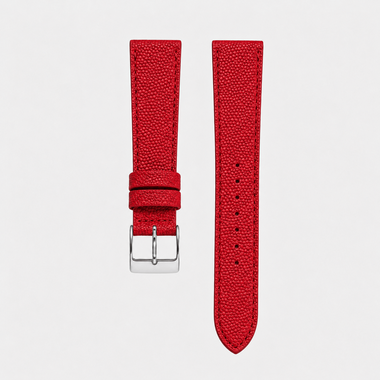 Caviar – Uhrenarmband aus edlem Kaviarleder in roter Farbe mit Kaviarstruktur und klassischer Schließe.
