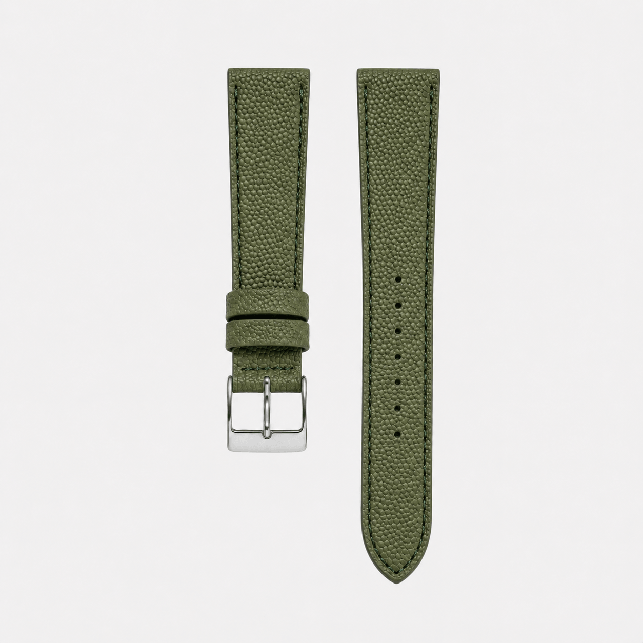 Caviar – Uhrenarmband aus edlem Kaviarleder in olivgrünem Farbton und mit feiner Struktur.
