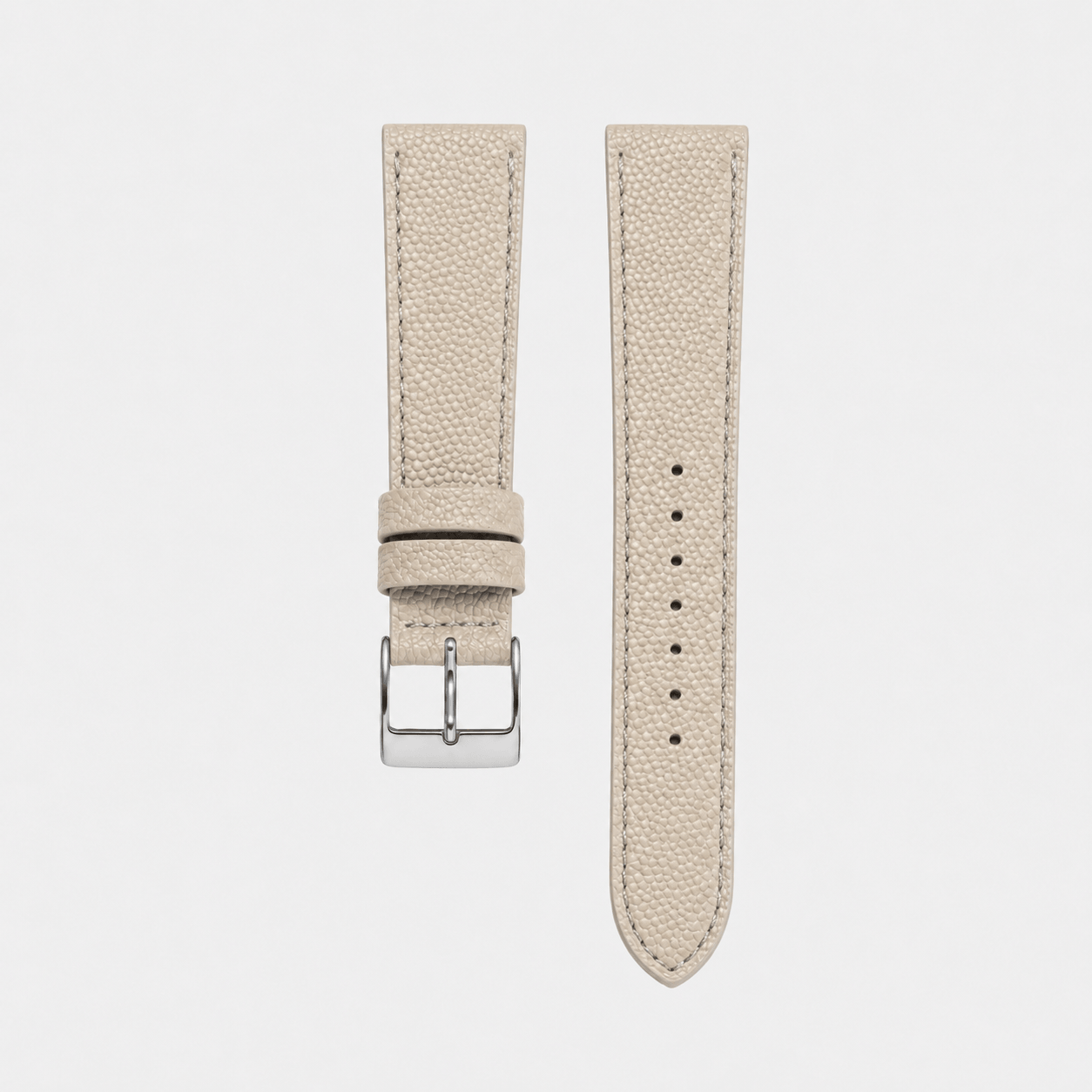 Caviar – Uhrenarmband aus edlem Kaviarleder in eleganter, beiger Farbe mit Kaviarstruktur und schickem Edelstahlschließe.