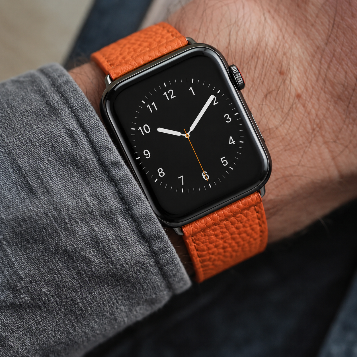 Oranges Lederarmband für Apple Watch aus Togoleder