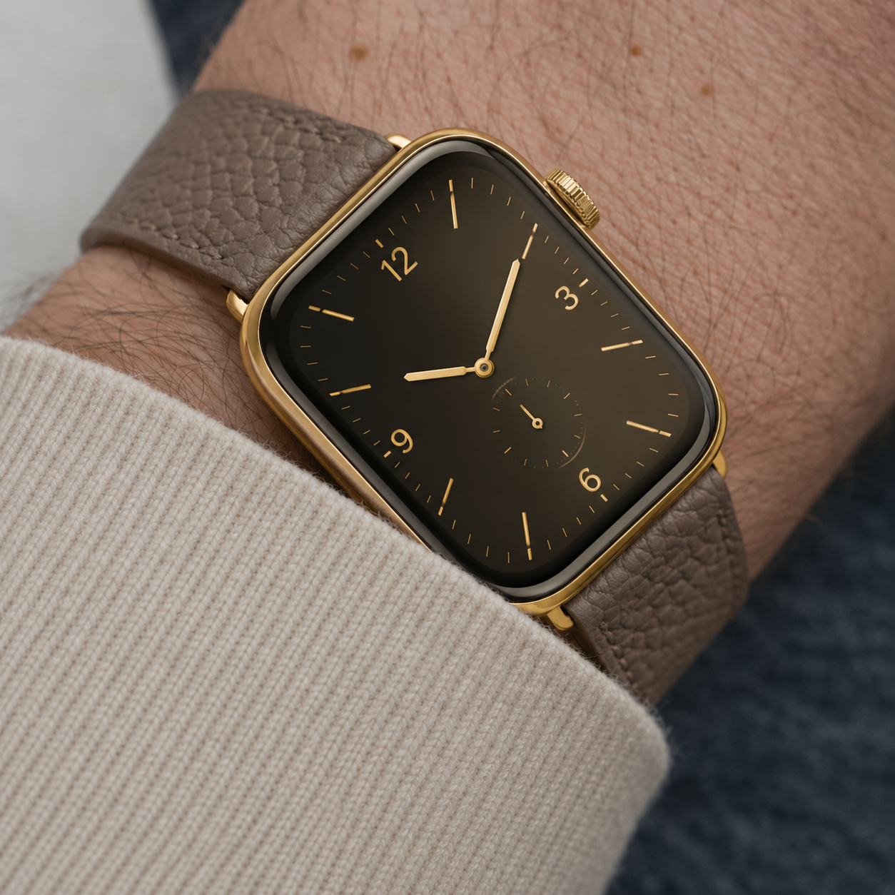 Taupes Lederarmband für Apple Watch aus Togoleder