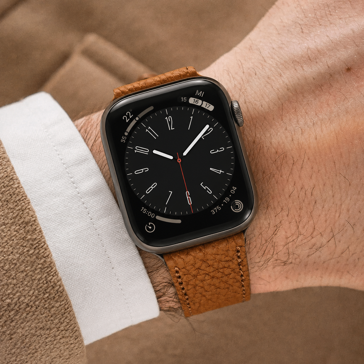 Hellbraunes Lederarmband für Apple Watch aus Togoleder