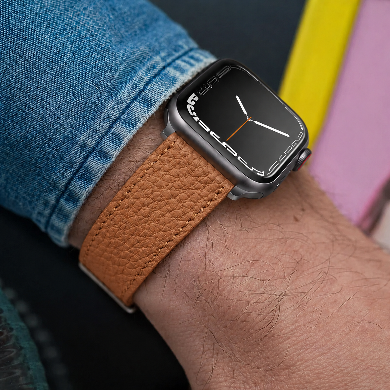 Hellbraunes Lederarmband für Apple Watch aus Togoleder