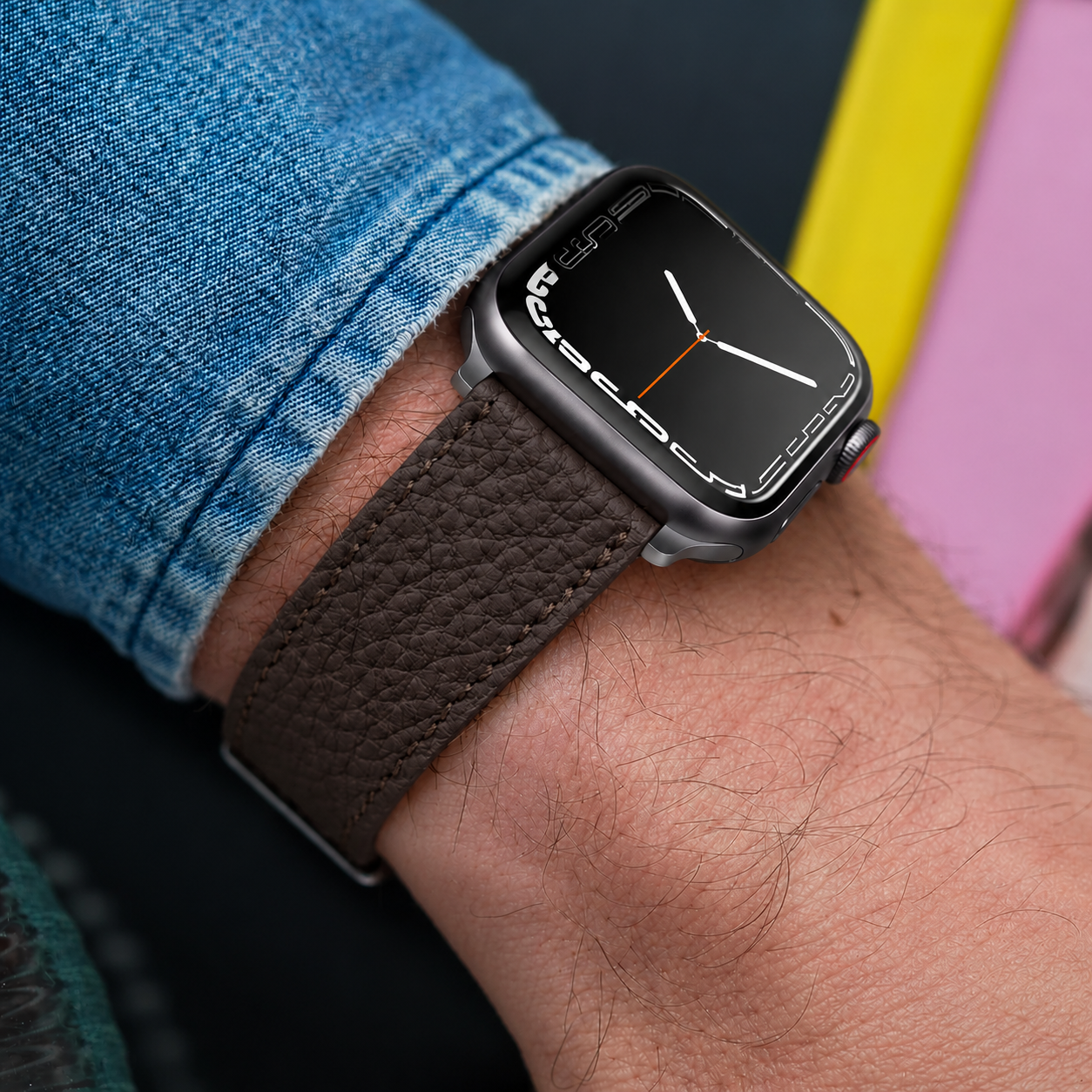 Dunkelbraunes Lederarmband für Apple Watch aus Togoleder