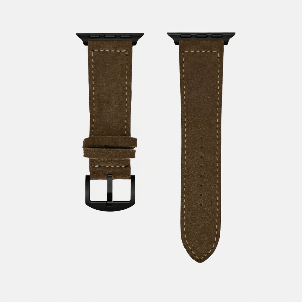 Olivebraun 24mm Apple Watch Ultra Lederhosen Armband – aus altsämisch gegerbtem Hirschleder, hochwertiges Lederband.