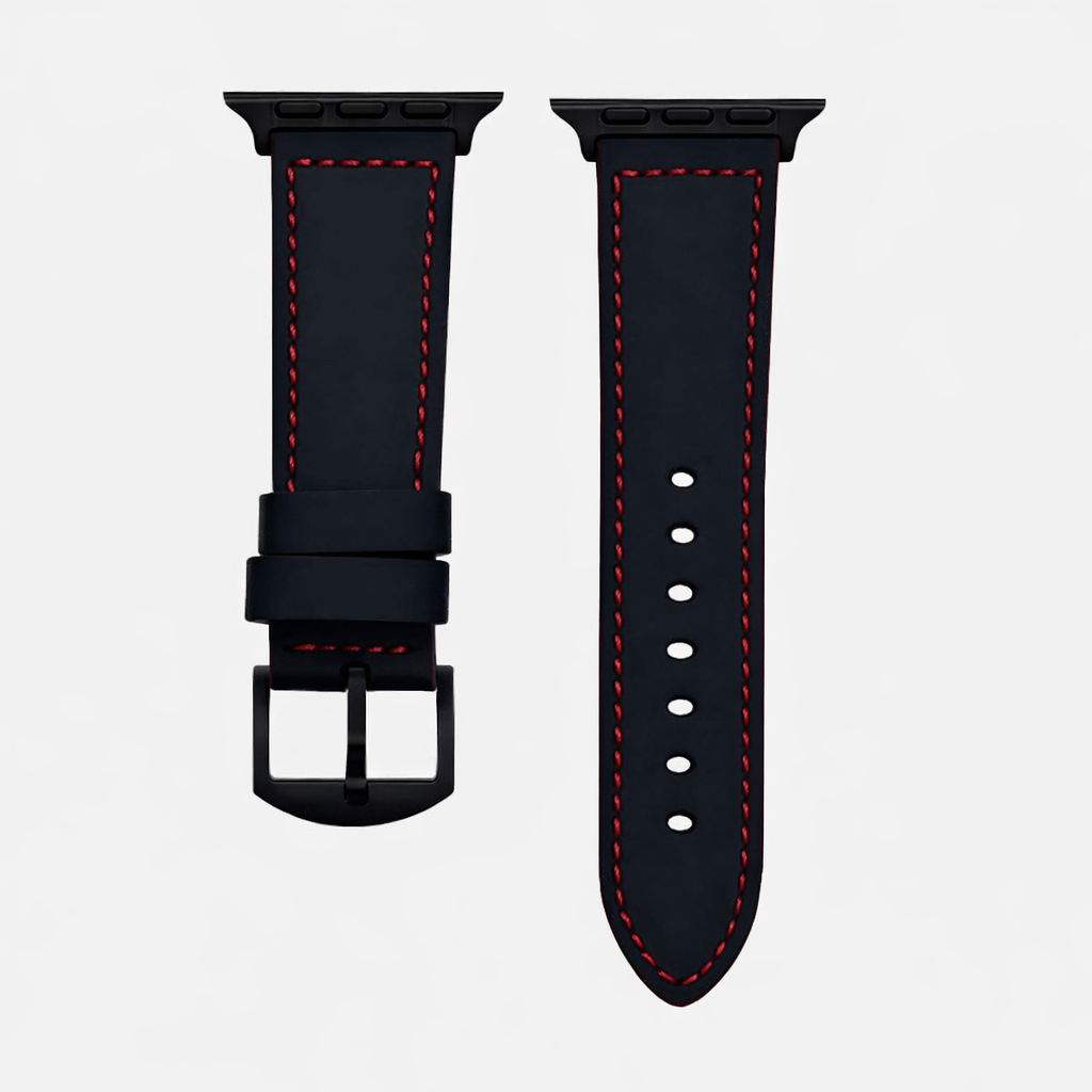 The Apex – Apple Watch band made of black motorsport calfskin
