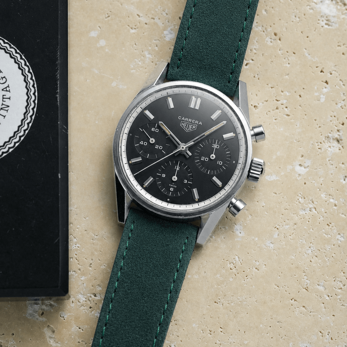 Nizza – Uhrenarmband aus feinem Wildleder, grüne Velourlederband für elegante Uhren.