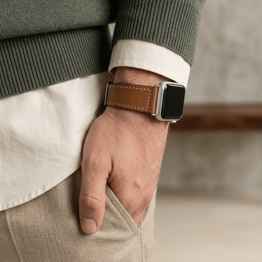 Saddle – Handcrafted Light Brown Leather Strap for Apple Watch