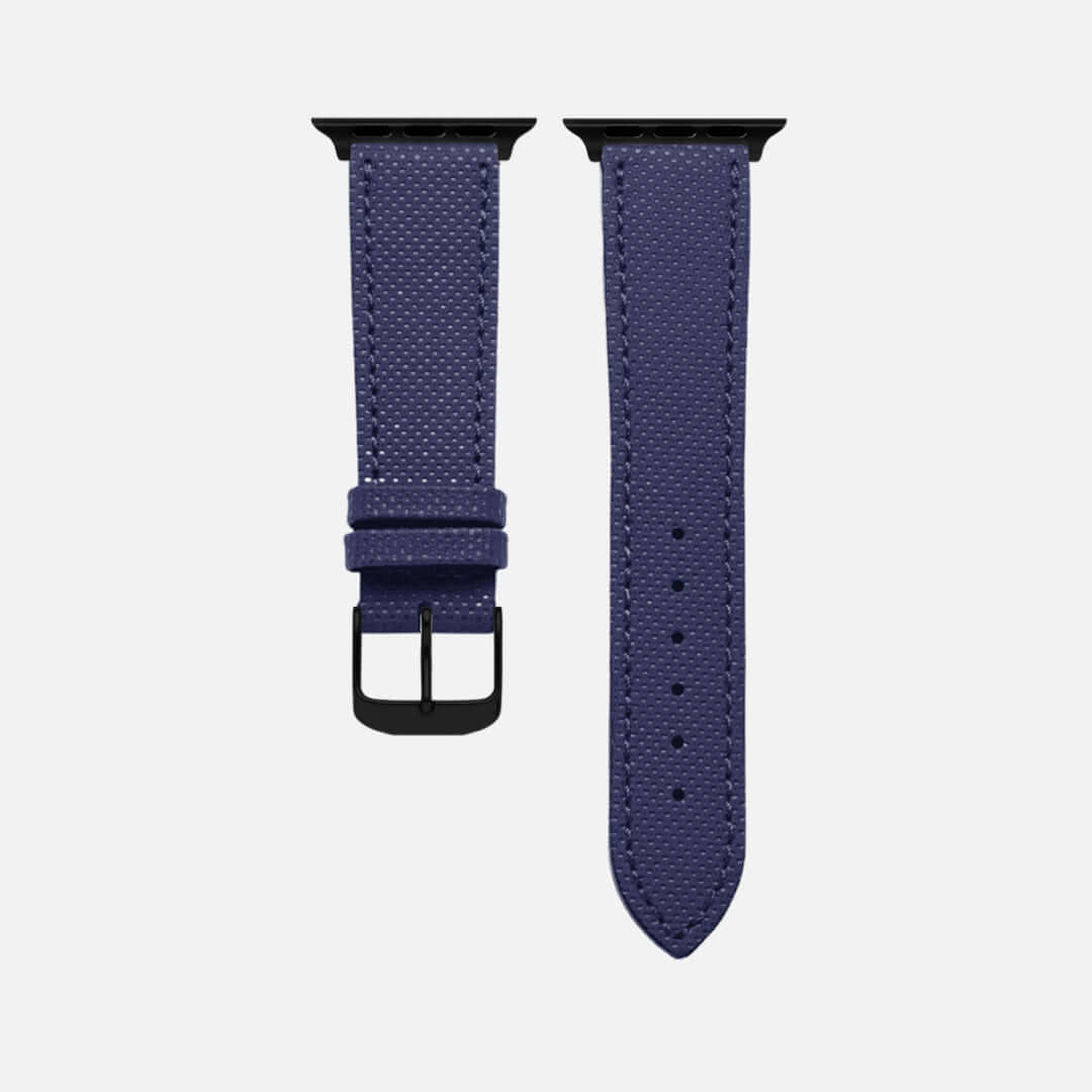 Navyblaues Apple Watch Lederarmband Wasserfest | Nautilus, aus strapazierfähigem deutschem Rindleder, perfekt für den Alltag und Sport.