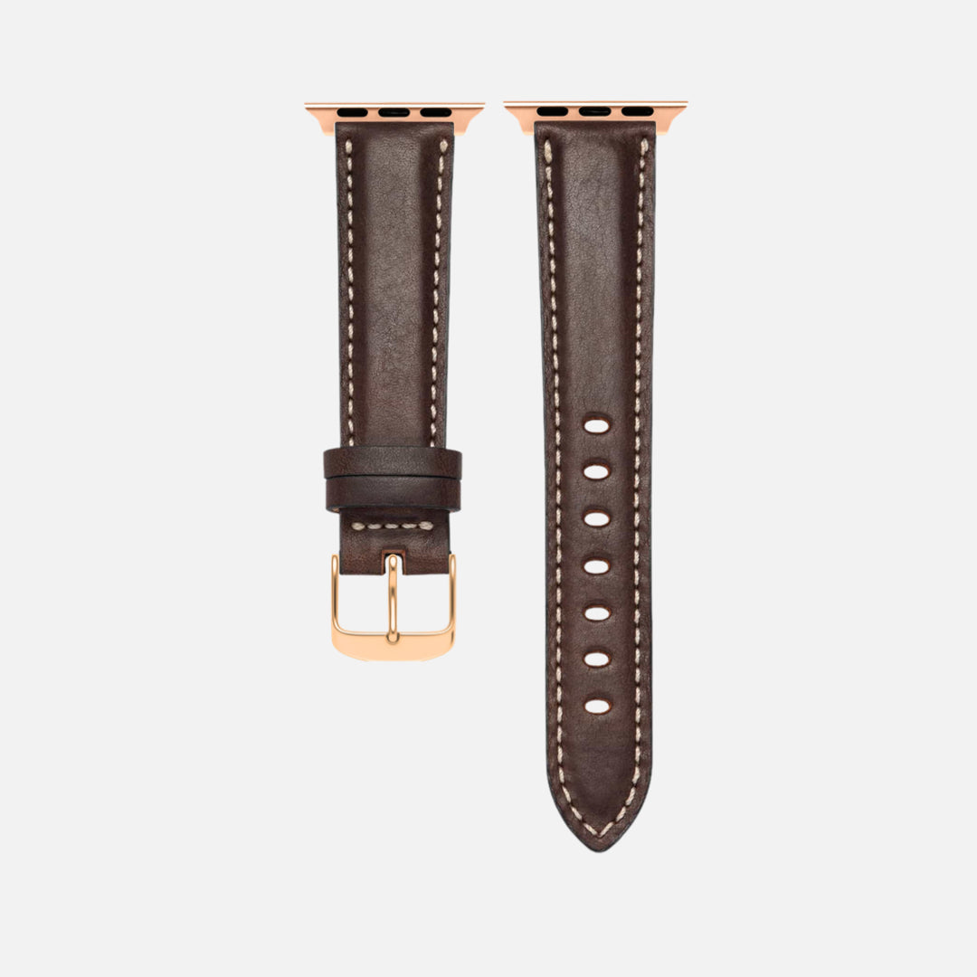 Apple Watch Lederarmband Casablanca – Dunkelbraun, zweilagiges italienisches Rindleder, für Modelle Series 1 bis 10 und Ultra.
