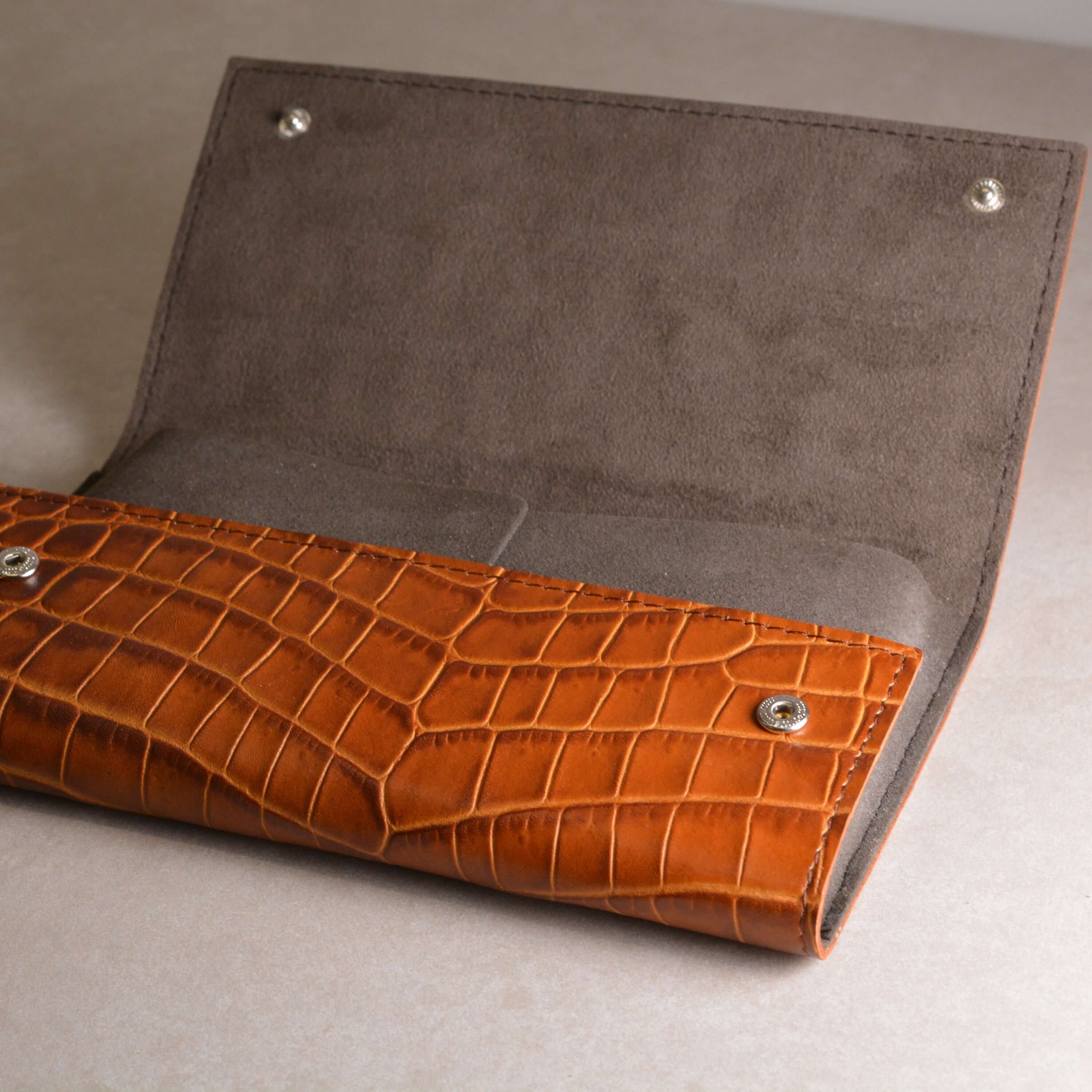 Watch case leather crocodile embossing for 3 watches