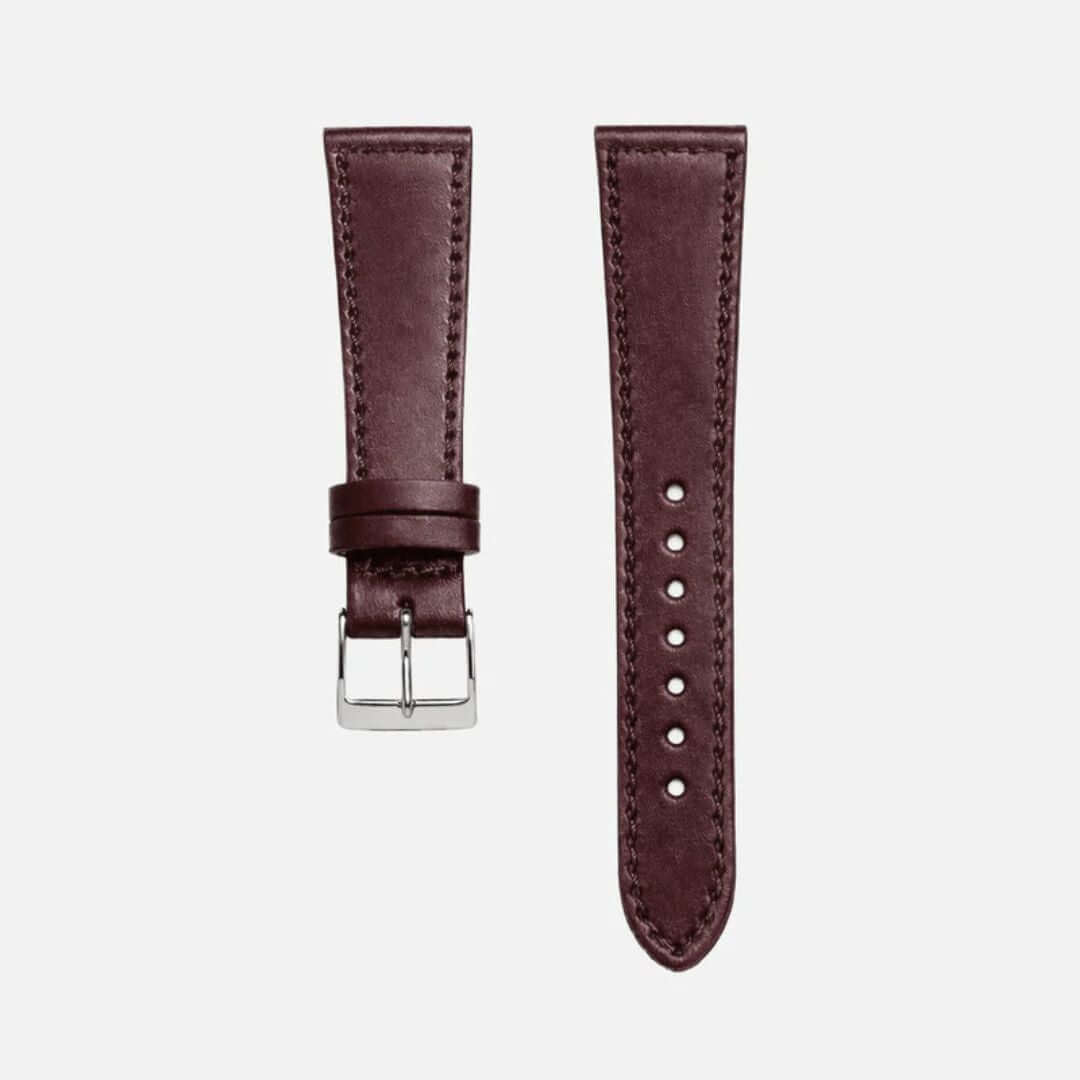 Chrom Excel – Armband aus feinstem Horween Chromexcel Leder in Bordeaux, luxuriöses Uhrenarmband aus strapazierfähigem Rindleder.