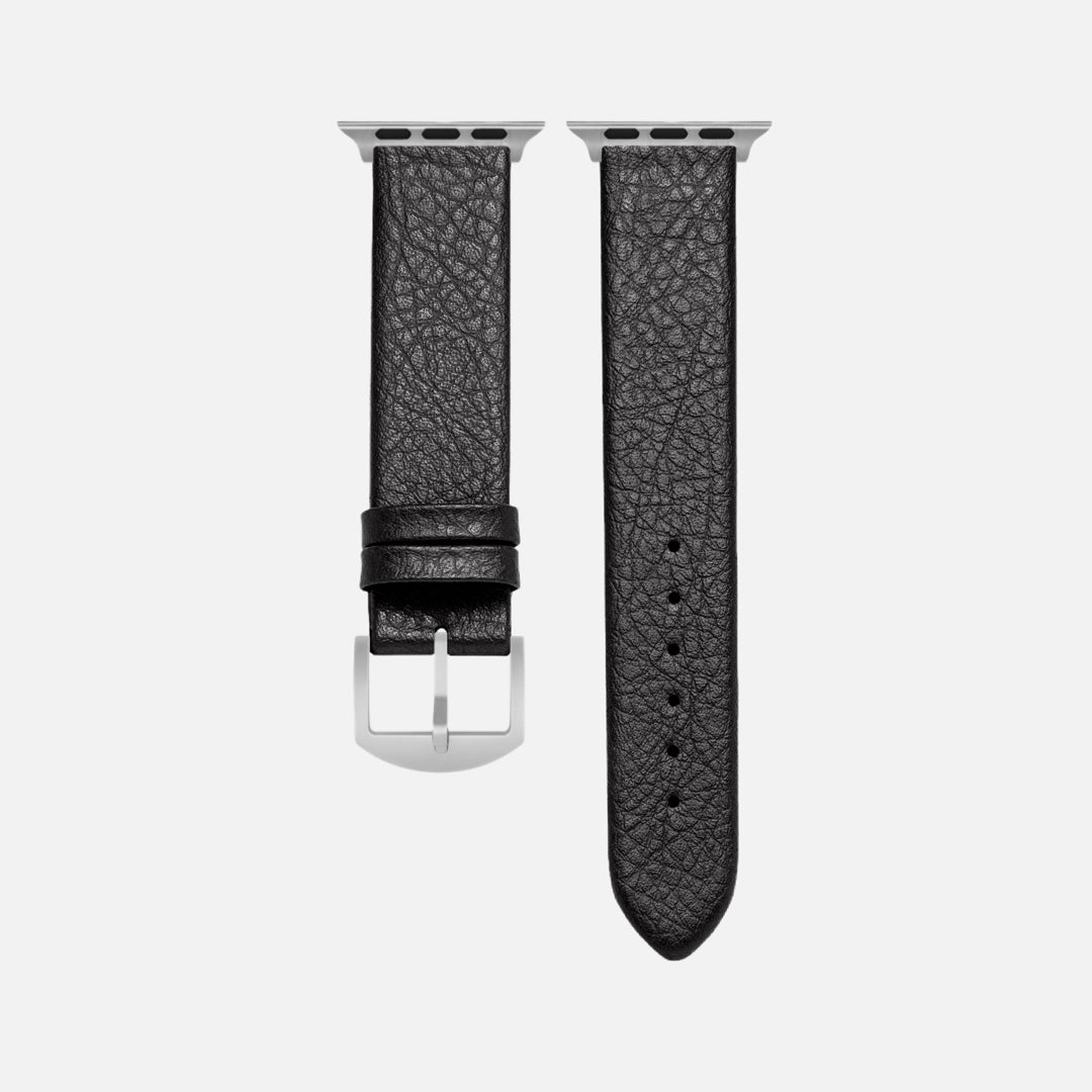 Apple Watch Lederarmband Vegan aus Weinleder – Schwarz, stilvolles und nachhaltiges Design, 100% tierfrei, aus Weinproduktionsresten.