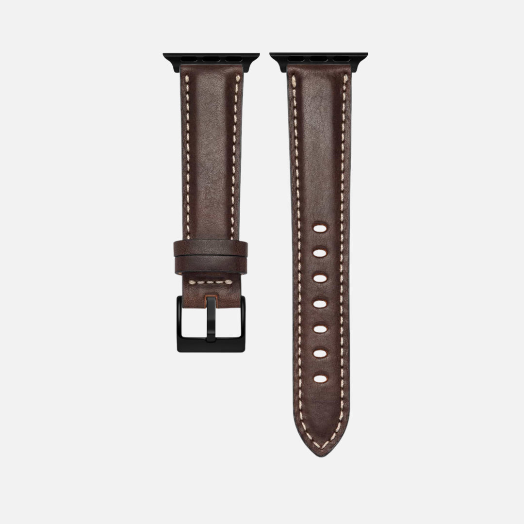 Apple Watch Lederarmband Casablanca – Dunkelbraun aus italienischem Rindleder, ideal für klassische Eleganz und langlebige Qualität.