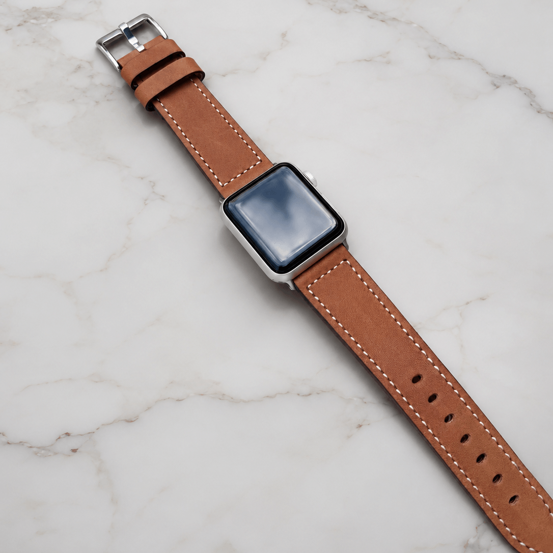 Saddle – Handcrafted Light Brown Leather Strap for Apple Watch