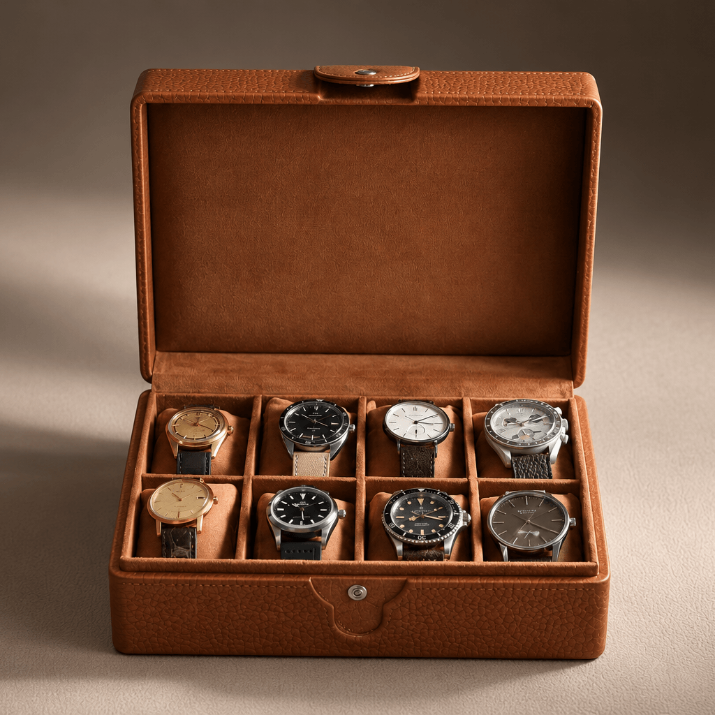Torro watch case for 8 watches made of Spanish cowhide leather