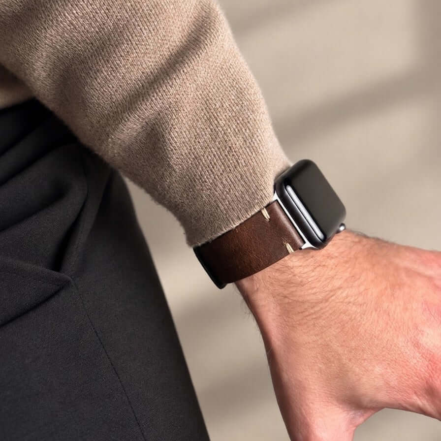 Hunter Apple Watch Armband Leder Dunkelbraun