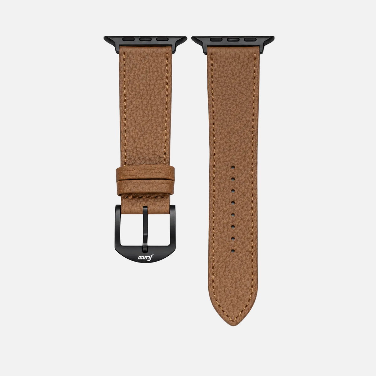 Hellbraunes Lederarmband für Apple Watch aus Togoleder mit schwarzer Hardware, Luxus-Design, edles Lederhandwerk.