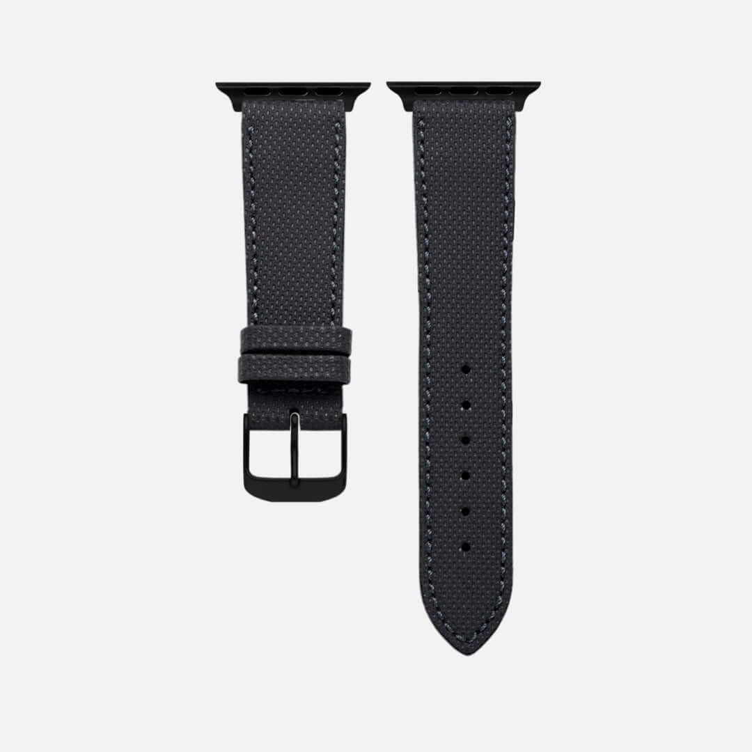 Nautilus Apple Watch Lederarmband – Schwarz, Wasserfest aus deutschem Rindleder für Sport und Schwimmen.