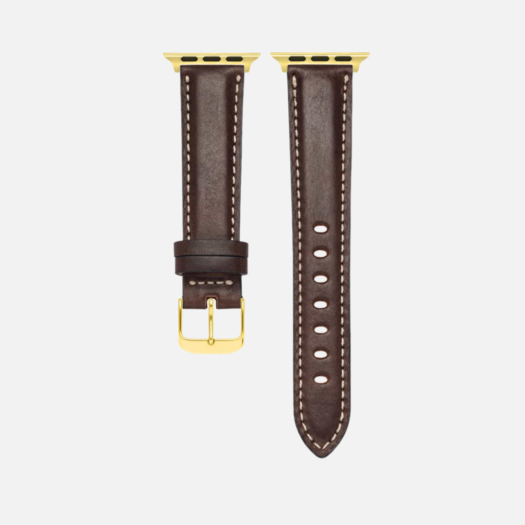 Apple Watch Lederarmband Casablanca – Dunkelbraun aus italienischem Rindleder, passend für Series 1 bis 10, edles Design, robust.