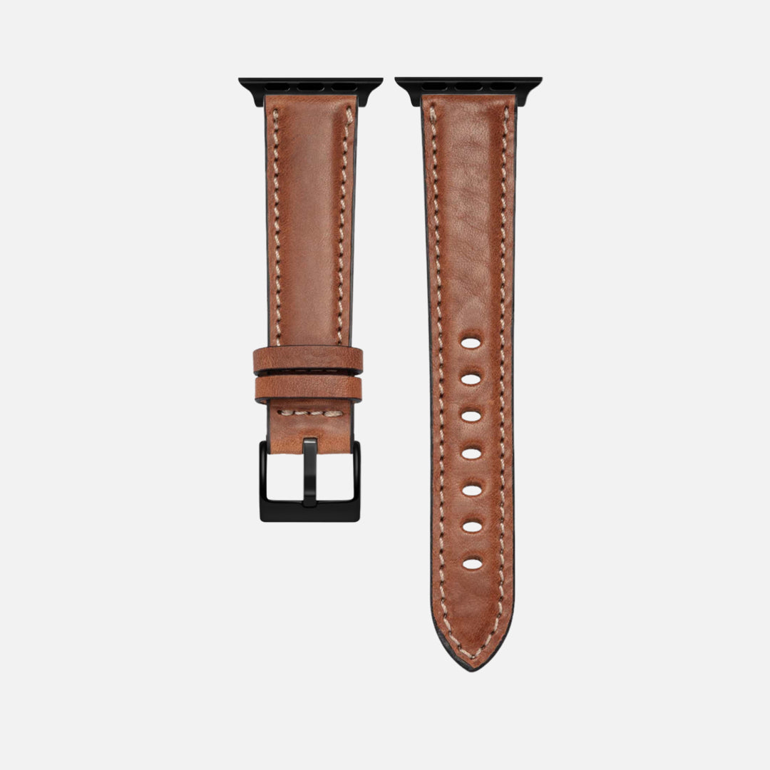 Apple Watch Lederarmband Casablanca – Hellbraun aus italienischem Rindleder, passend für Series 1-10 und Ultra, zeitlos elegant und langlebig.
