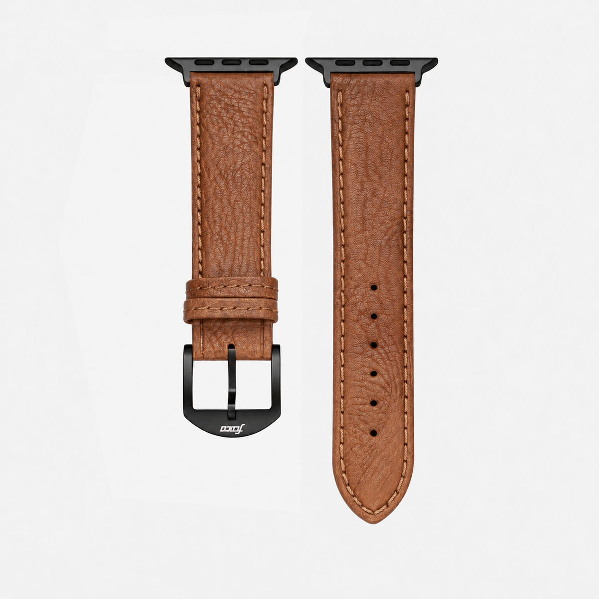 Apple Watch Stierlederarmband Torro Modern Hellbraun aus hochwertigem Leder mit schwarzer Hardware.