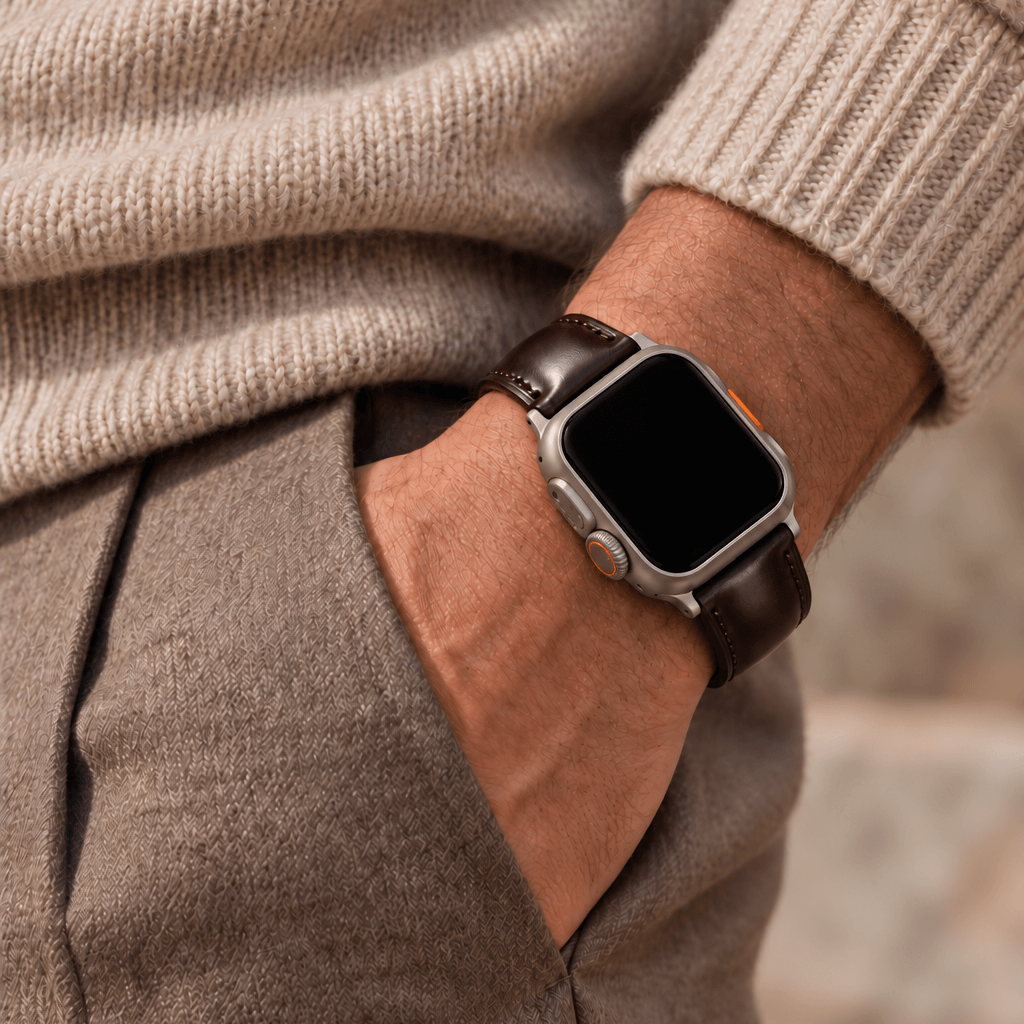 Apple Watch Armband Luxus aus Horween Shell Cordovan in Oxblood