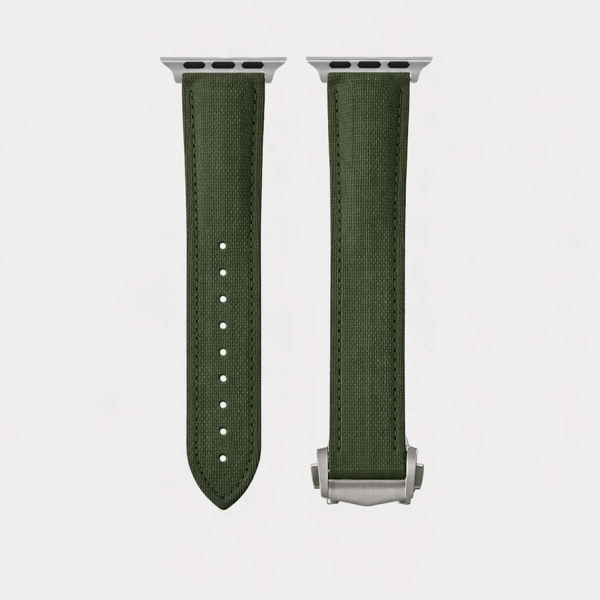 Monaco Olive –  Faltschließen Apple Watch aus FKM Kautschuk Armband in Olive Grün mit Faltschließe