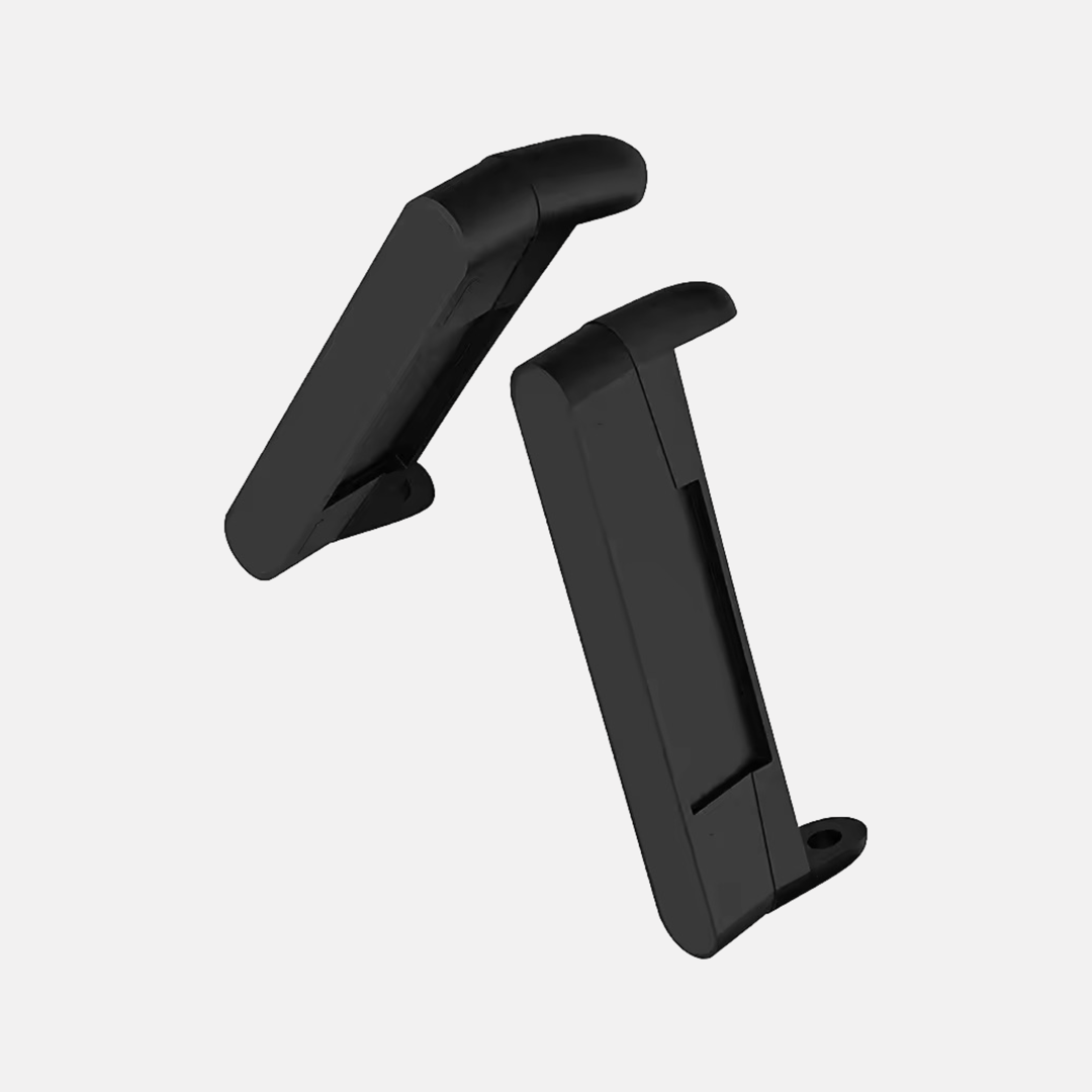 Black adapter for Fitbit Versa 3 & 4, compatible with 20mm and 22mm watch bands, isolated on white background.