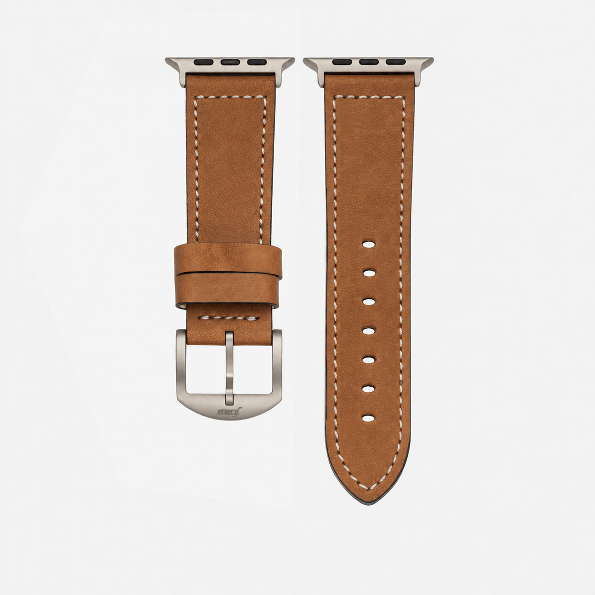 Saddle – Handgefertigtes Lederarmband passend für Apple Watch in Hellbraun, M Größe, Echt Titan Hardware.