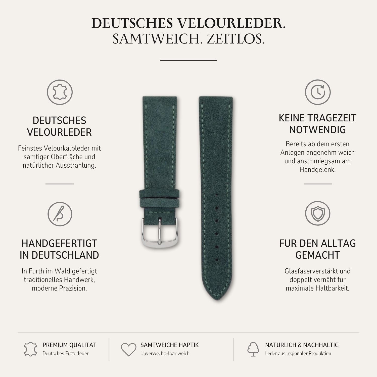 Nizza – Uhrenarmband aus feinem Wildleder