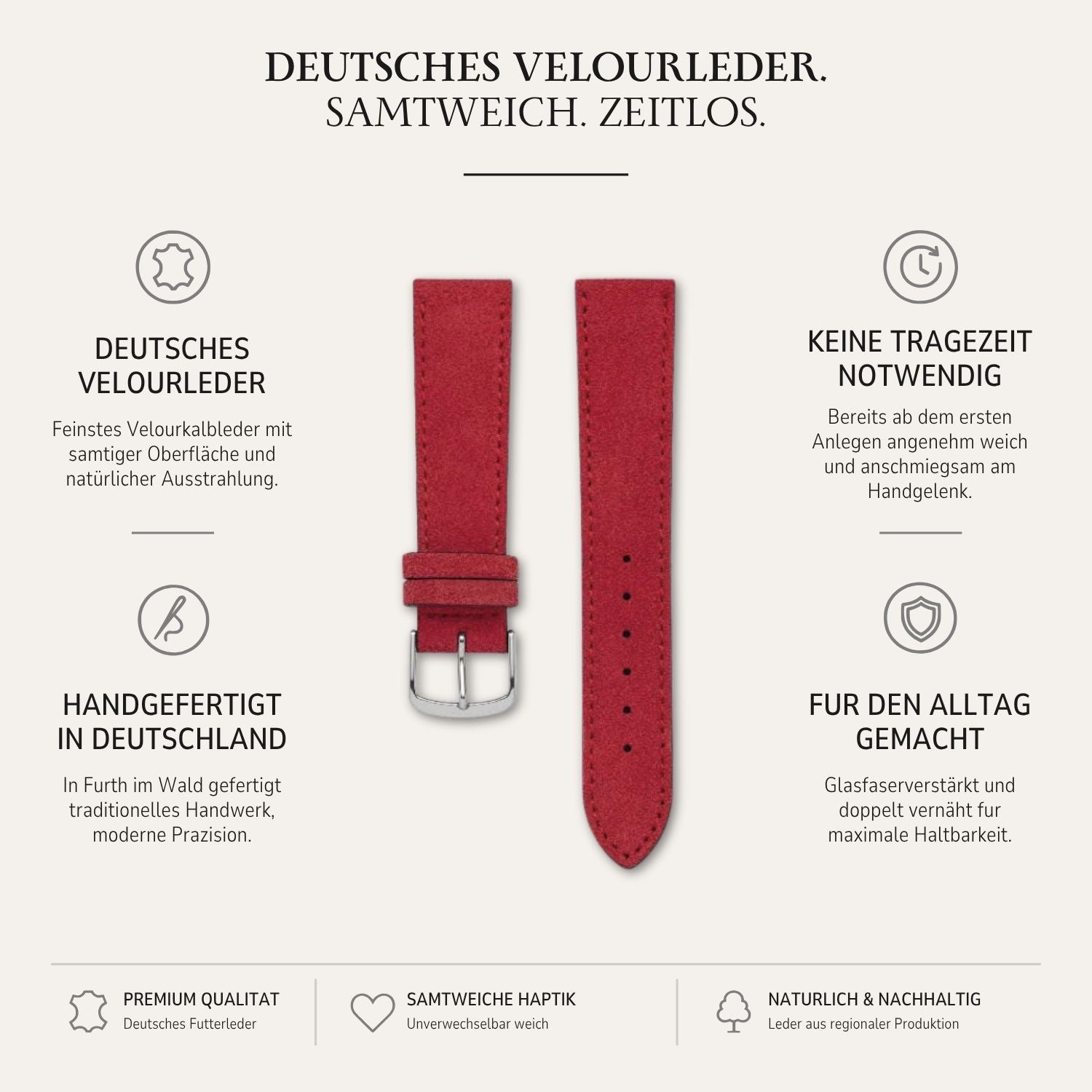 Nizza – Uhrenarmband aus feinem Wildleder