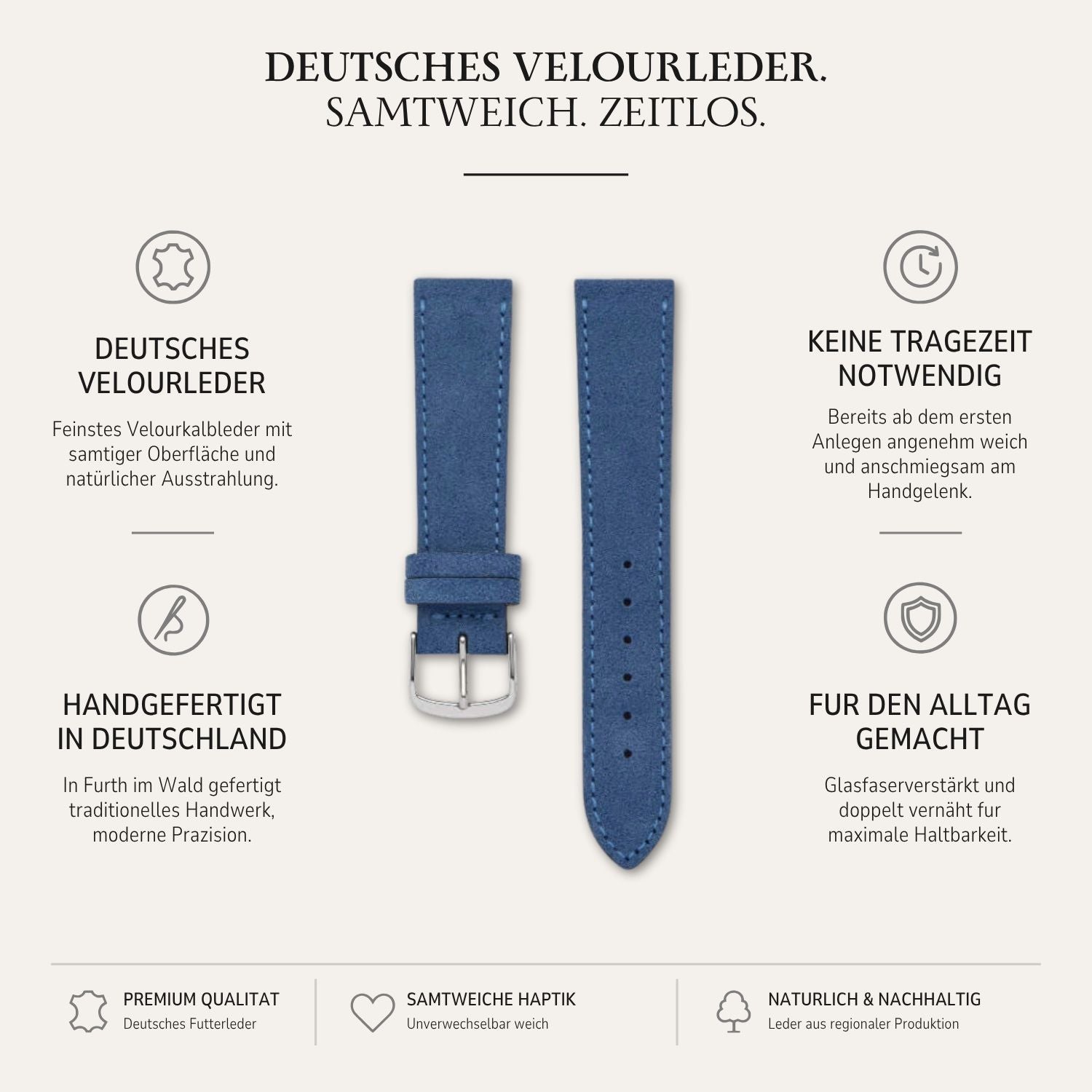 Nizza – Uhrenarmband aus feinem Wildleder
