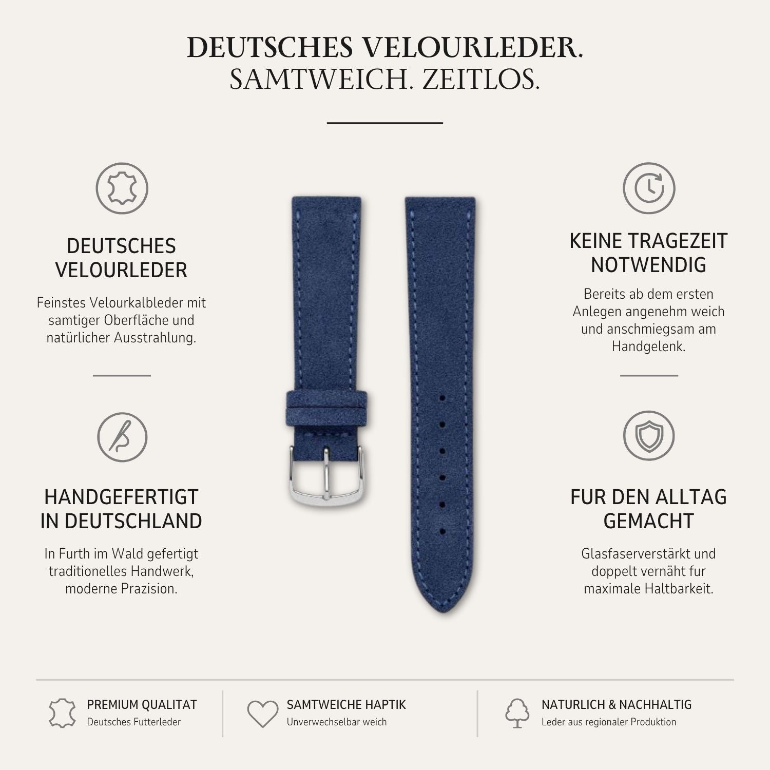 Nizza – Uhrenarmband aus feinem Wildleder