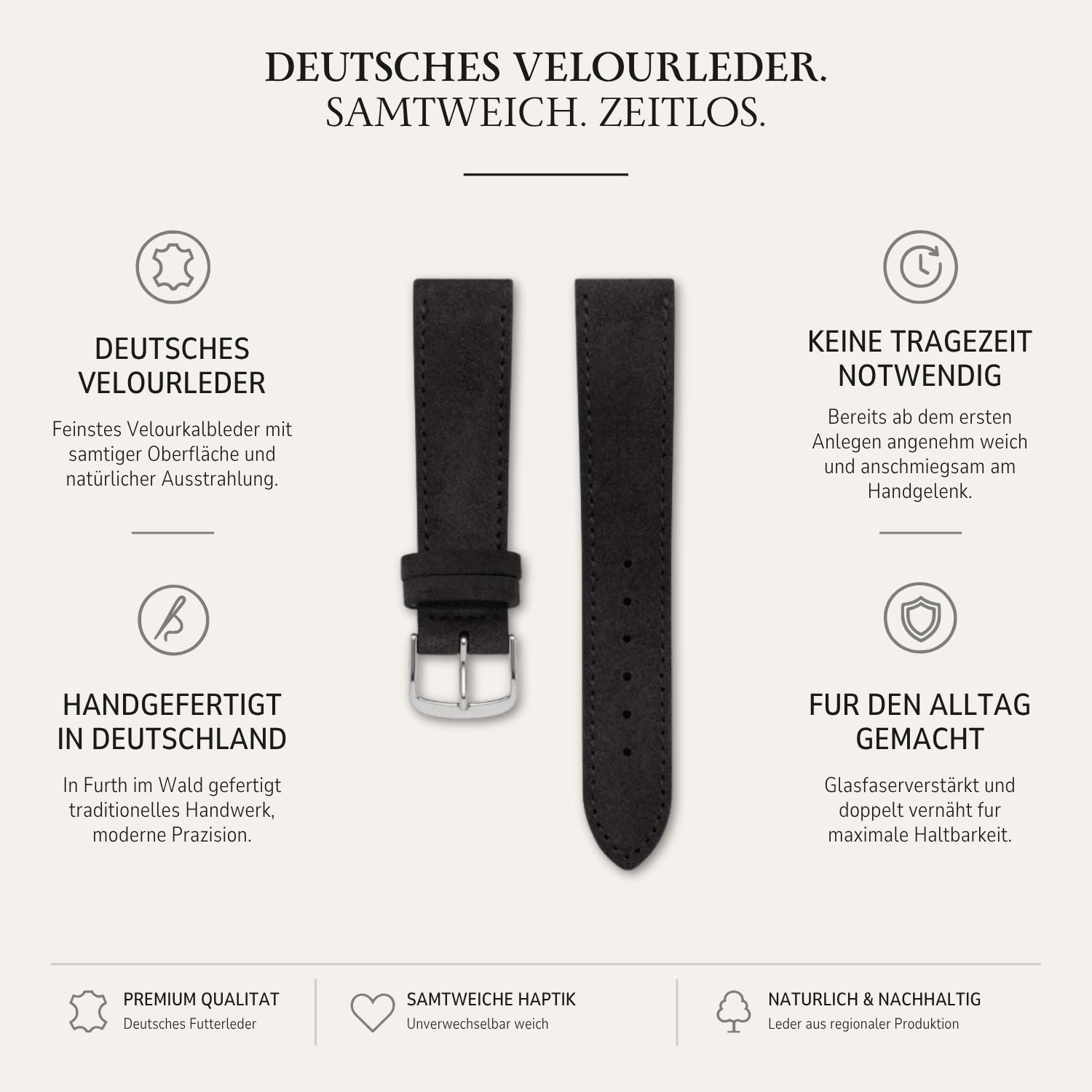 Nizza – Uhrenarmband aus feinem Wildleder