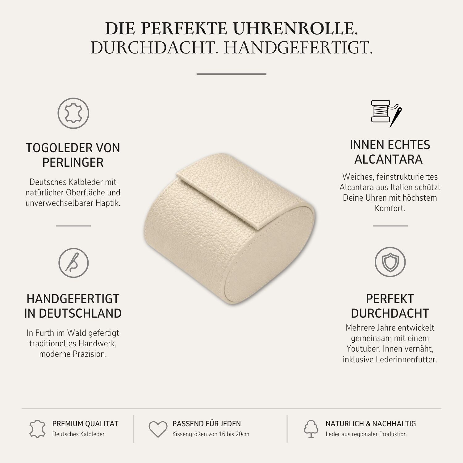 Watch roll for one watch Signature – High-quality German Togo leather