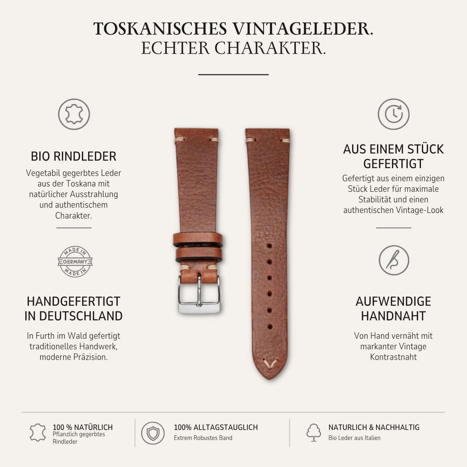 Hunter – Watch strap made of Tuscan vintage cowhide