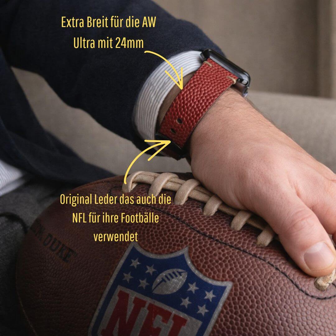 Touchdown – Handgefertigt aus original Horween Footballleder: Armband aus Horween-Leder, das auch in offiziellen NFL-Bällen verwendet wird.