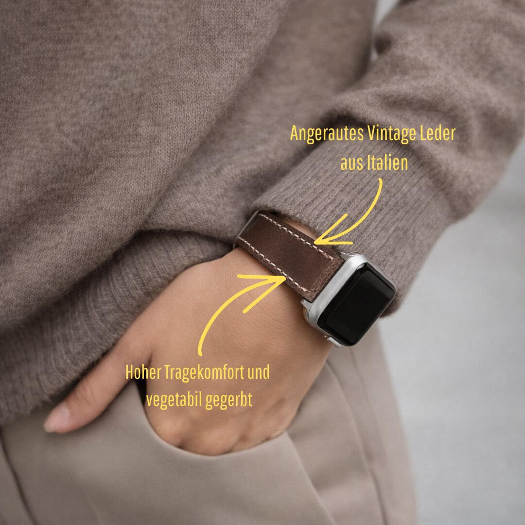 Apple Watch Lederarmband Vintage – Dunkelbraun