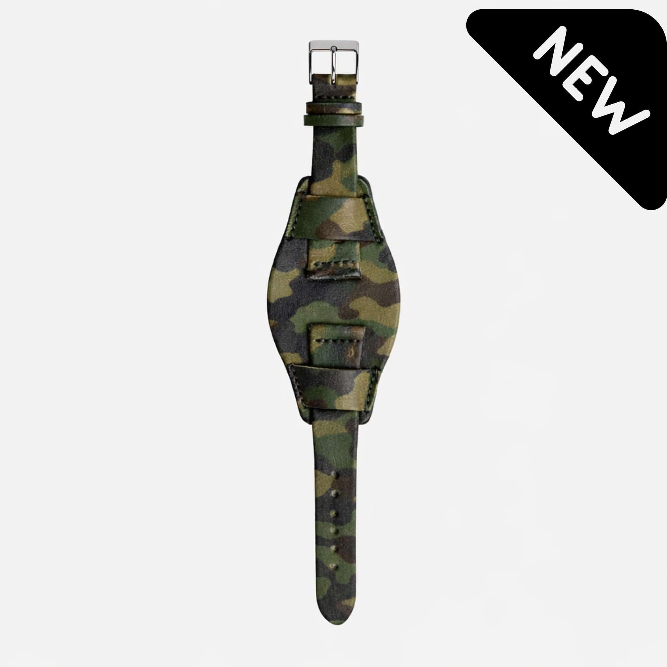 Heritage – Unterlagenband im Camouflage Look aus hochwertigem Leder, robust, langlebig und mit deutschem Futterleder unterseite.