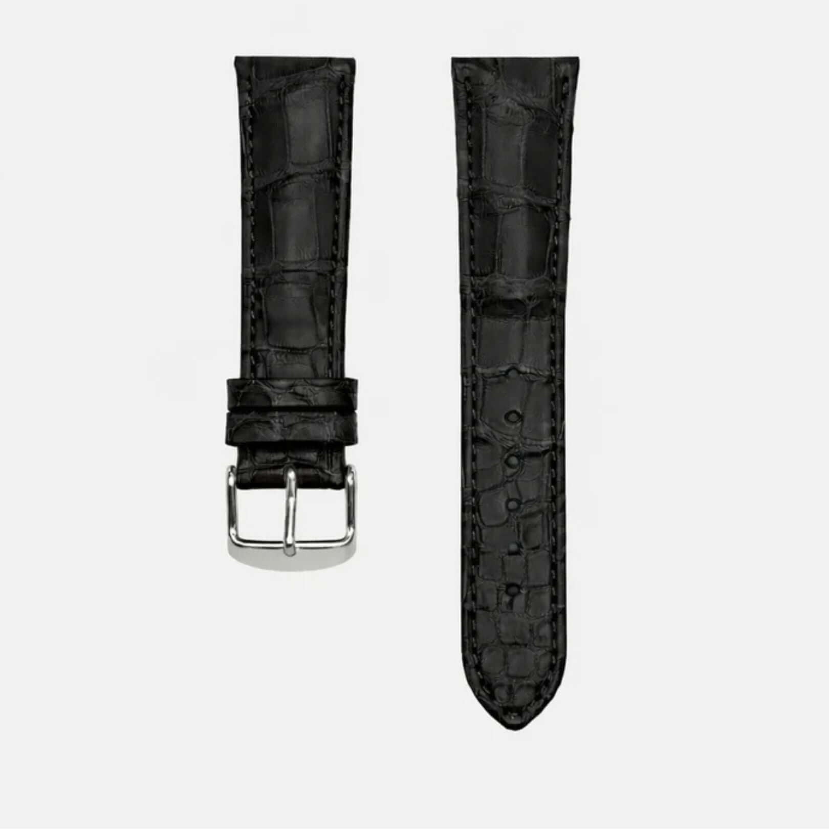 Full Cut bombiert – Armband aus vollflächigem Louisiana-Alligatorleder, schwarze hochwertige Lederverarbeitung.