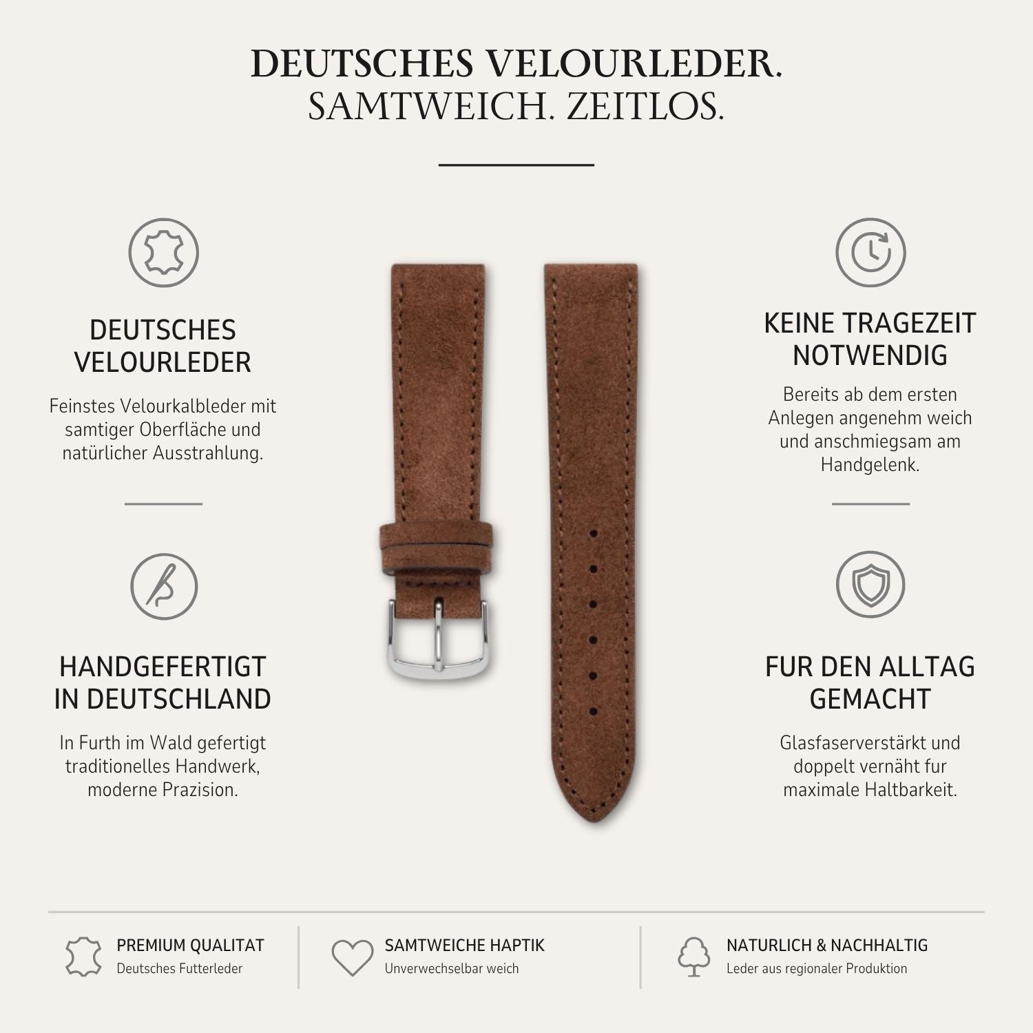 Nizza – Uhrenarmband aus feinem Wildleder