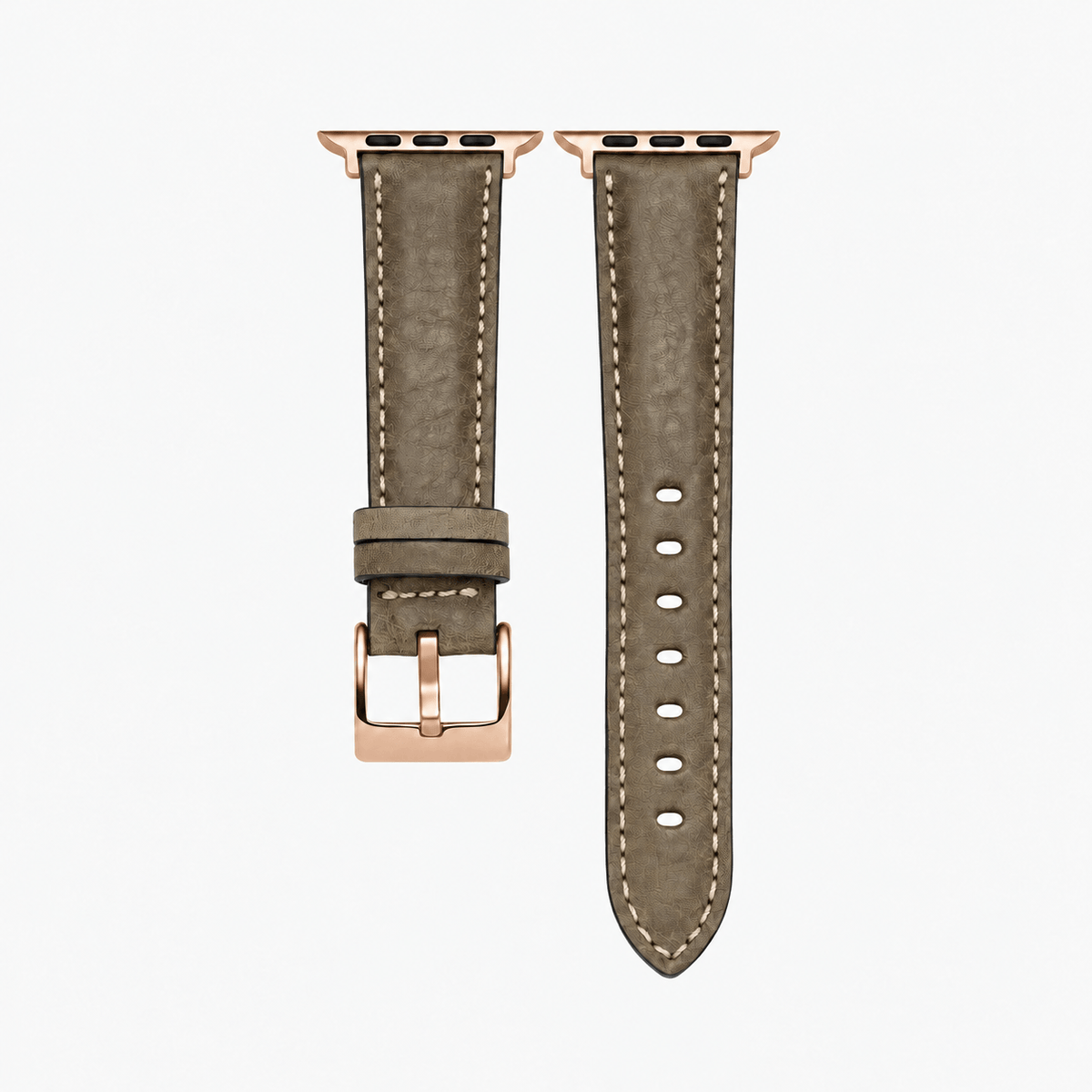 Apple Watch Lederarmband Casablanca – Olivegrün in olivgrün mit rosegoldener Hardware und eleganter Verarbeitung.
